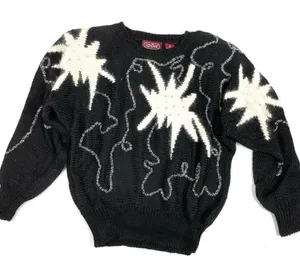 Vintage Beaded Wool Blend Sweater Black thumbnail 1