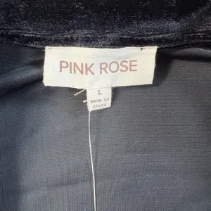 PINK ROSE Women's Large Black Velvet Open Front Blazer Jacket Cardigan New thumbnail 3