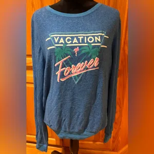 Dream‎ Scene by Wildfox Vacation Forever Relaxed Fit Sweatshirt Blue Size XL thumbnail 7