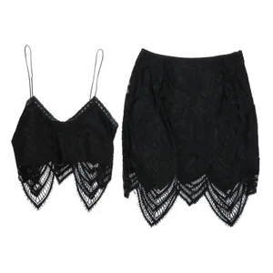 Revolve Signature 8 Black Lace Two Piece Cami Top and Mini Skirt Set Size Small thumbnail 2