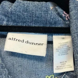 Vintage ALFRED DUNNER Denim Jacket Size 12 Blue 80s Embroidered‎ Butterfly Cute! thumbnail 5