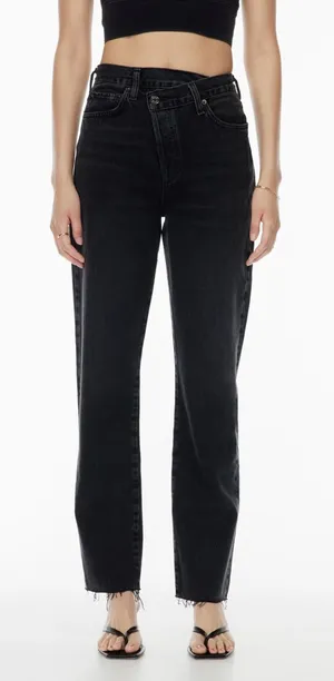 AGOLDE Black Criss Cross Jeans Size 23 thumbnail 1