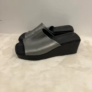Spring Step Italian Silver Wedge 90s Y2K style platform dress casual Sandals! thumbnail 2