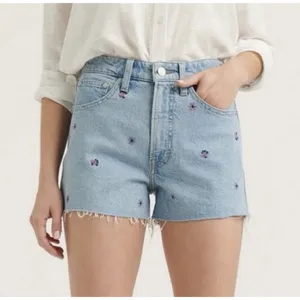 Lucky Brand Boho Lucky Pins Jean Short floral Embroidery Size 4/27 Cut Off Jorts thumbnail 1