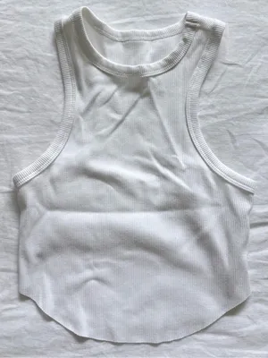 Wild Fable White Ribbed High-Neck Cropped Tank Top thumbnail 4