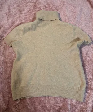 United Colors Of Benetton Short-Sleeve Turtleneck Sweater in Light Beige thumbnail 1