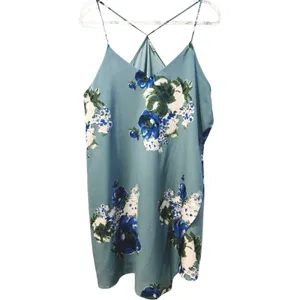 Free People Cascades Slip Mini Dress Blue Floral Slip‎ Boho Chic M thumbnail 4