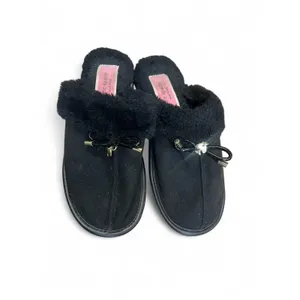 Kate Spade | 6 | Slipper Lacey House Slide Faux Fur Suede Heart Charm Shoe Black thumbnail 2