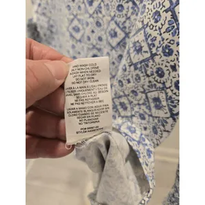 ​Hang Ten Large Blue White Mosaic Tile Long Sleeve Sun Shirt Back Zip Pocket L thumbnail 10