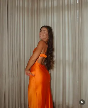 Zara dress maxi midi hot orange satin effect wedding party cocktail thumbnail 6