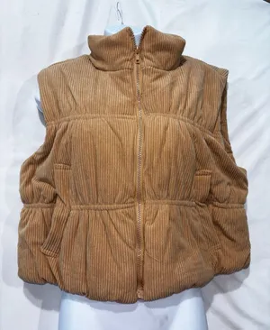 Stoosh Corduroy Puffer Vest Size L Brown thumbnail 1