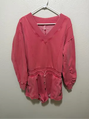 Free People Movement Intercept Romper Hibiscus Coral Pink Athleisure thumbnail 4