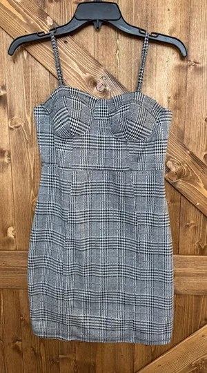 Haute Monde Women’s Size Medium Plaid Bustier Mini Dress (9031) thumbnail 1