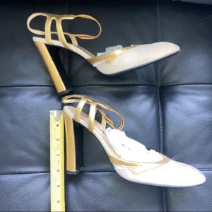 Prada Gold and Cream Slingback Heels thumbnail 5