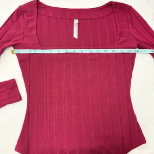 Free People Intimately Wine Red Long‎ Sleeve Beside Me Ribbed Thong Bodysuit S thumbnail 11