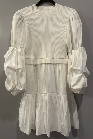 English Factory Mixed Media Puff Sleeve Mini Dress thumbnail 4