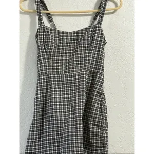 Abercrombie & Fitch Checkered Mini Dress in Black and Cream XS thumbnail 2