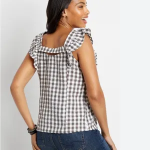 Maurice’s square neck‎ gingham ruffle tank size small thumbnail 2