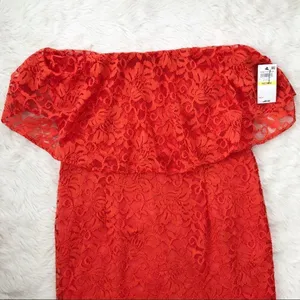 THALIA SODI Strapless Lace Cocktail Dress Medium Orange Midi Cocktail‎ Party New thumbnail 5