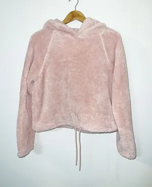 H&M Light Pink Fuzzy Kids Hooded Jacket thumbnail 1