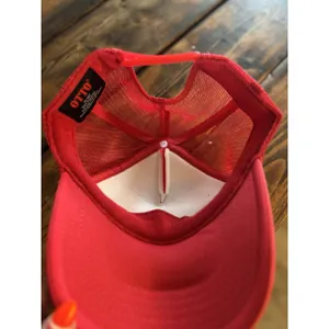 Otto Red Trucker Hat One Size Adjustable Mesh Back Hot Cowgirl Summer Patch thumbnail 3
