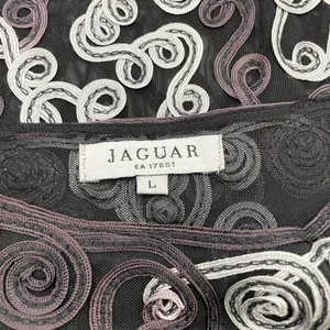 Jaguar Soutache Mesh Top‎ Women Large Swirl Sheer Statement Goth Eclectic Edgy thumbnail 7