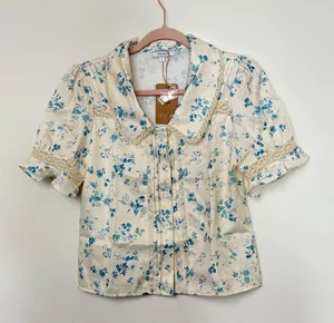 Rihoas Lace Spliced Pleated Floral Shirt thumbnail 6