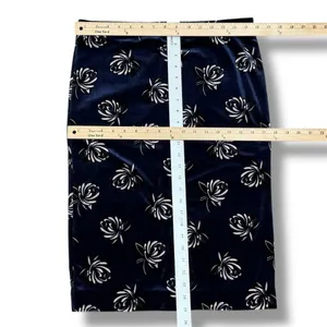 Loft Floral‎ Print Velvet Straight Pencil Skirt Navy Blue Medium thumbnail 12