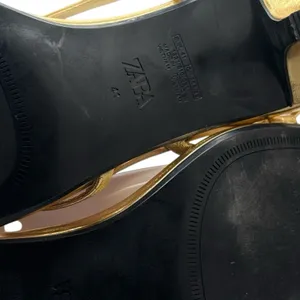 Zara Gold Leather Slingback Kitten Heel Sandals Special Occasion Event‎ Chic 10 thumbnail 8