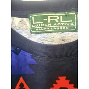 L-RL Ralph Lauren Active Aztec Shirt Women's Size M Blue Red Long Sleeve Top thumbnail 4