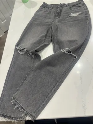 American Eagle Mom Jean Black/Gray distressed Jean size 10 thumbnail 1