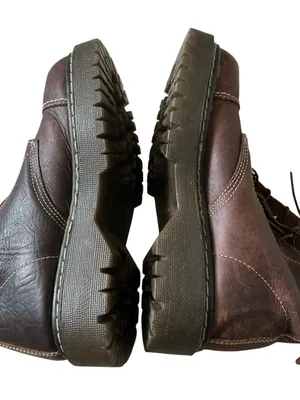 Vtg Beaver creek unisex brown leather chunky biker boots lace up sz 7 thumbnail 4