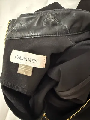 Calvin Klein Black Sleeveless Sheath Dress with Faux Leather Collar thumbnail 3