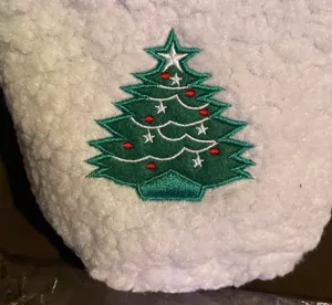 Christmas Tree Sherpa Drawstring Bag White thumbnail 6