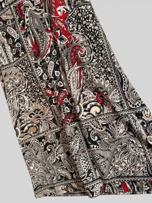 Ambiance Paisley Patchwork Maxi Skirt - Black, Cream & Red Accents thumbnail 3