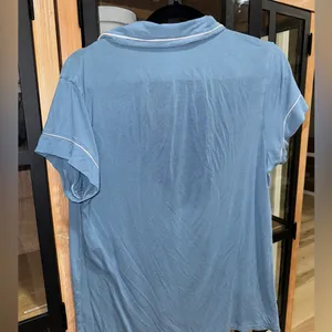 Eberjey gisele tencel modal pajamas shirt top short sleeve wedgewood relaxed thumbnail 6