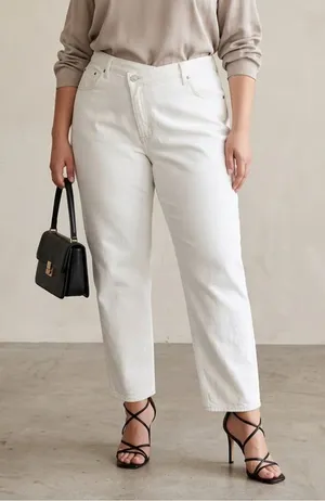 ABERCROMBIE & FITCH White The 90s Straight Ultra High Rise Denim Jeans Sz 16 thumbnail 1