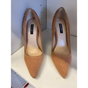 ShoeMint Tan Suede Pointed Toe Pumps Whipstitch Heel Detail Camel Stiletto‎ 9.5 thumbnail 3
