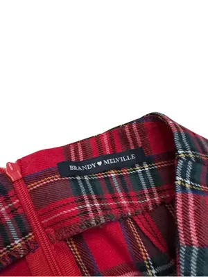 Brandy Melville Red Tartan Plaid Mini Skirt XXS 00 0 Y2K Preppy Coquette Rare thumbnail 9