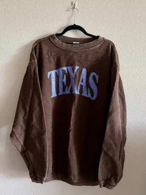 Chicka-D Texas Corded Sweatshirt Women's Large Chocolate Brown Blue Ribbed L thumbnail 2
