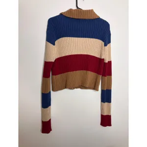 En Saison Cardigan Women L Multicolor Excellent Ribbed Knit Cropped Collared thumbnail 5