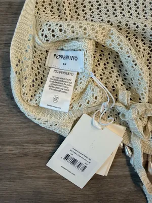 NWT Peppermayo Scorpio Crochet Halter Top in Ivory, Size S/M thumbnail 4