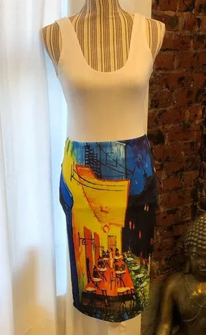 Pencil skirt with vibrant color print thumbnail 2
