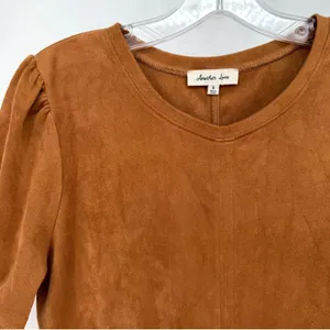 Another Love Demi Dress Womens S Brown Faux Suede Boho Minimalist Western Earthy thumbnail 6