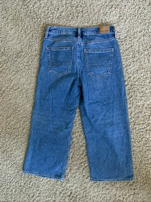 AE wide-leg crop size 2short denim blue jeans thumbnail 5