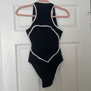 black white open black bodysuit thumbnail 2