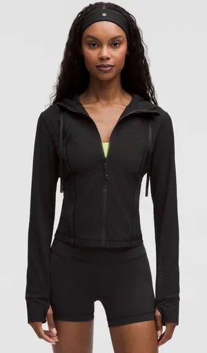 Lululemon NWT Define Cropped Hoodie Mesh Jacket Black Size 4 thumbnail 1