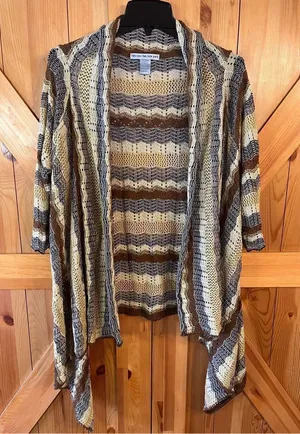 Two-One-Two NY 3/4 Sleeve Open Front Cardigan Women’s Sz Large (1888) thumbnail 1