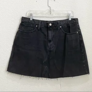 Lunar Wash “Frisco” Black Denim Raw Hem Mini Skirt Size 32 thumbnail 4