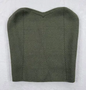 Aerie Womens‎ Olive Green Ribbed Knit Sweetheart Corset Style Tube Top Size M thumbnail 1